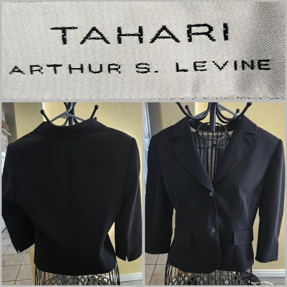 Tahari black blazer with 3/4 sleeves blazer women's size 12